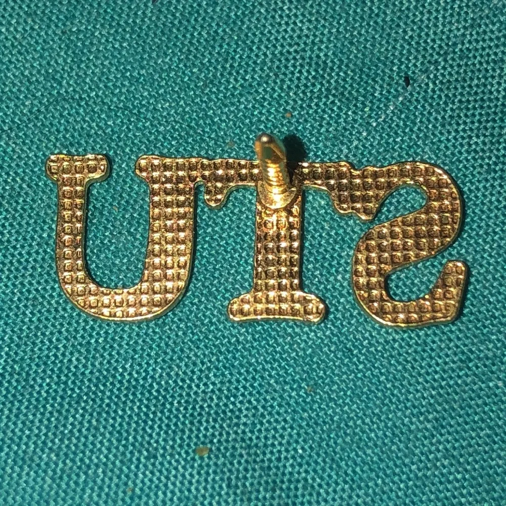 Vintage Gold Tone STU Letter Pin